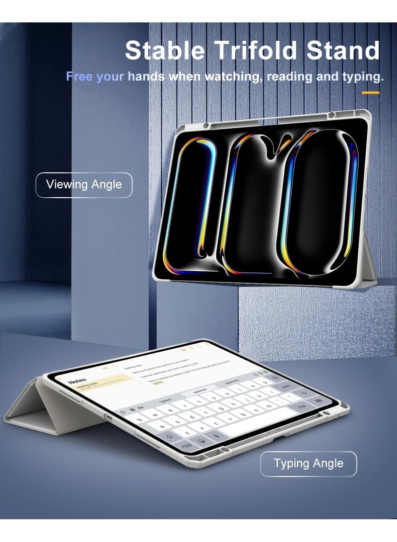 Fekra Transparent Case Compatible with iPad Pro 13 Inch M4 2024 with Pencil Holder, Shockproof Bumper TPU Cover with Clear Back Shell, Auto Wake/Sleep - Image 4